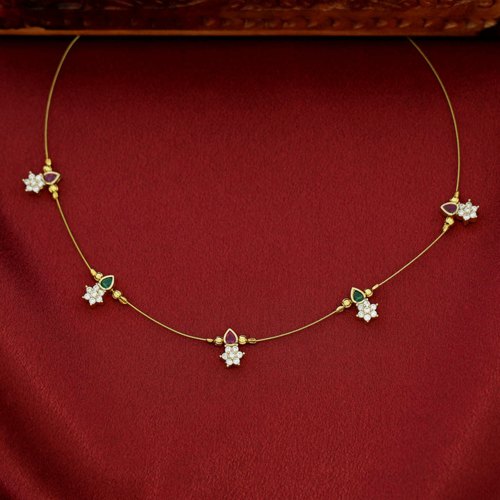 Avishka Golden 5 Flower String Neckpiece