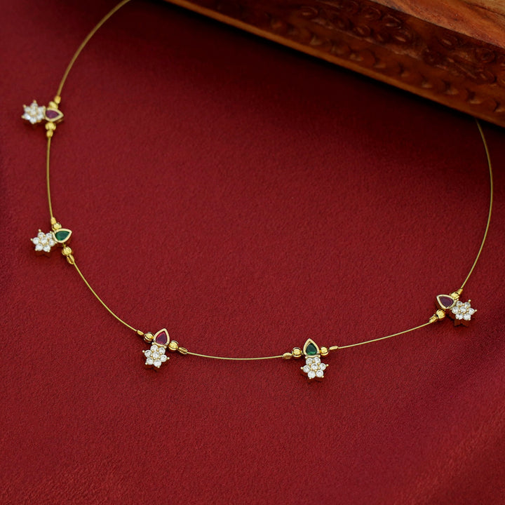 Avishka Golden 5 Flower String Neckpiece