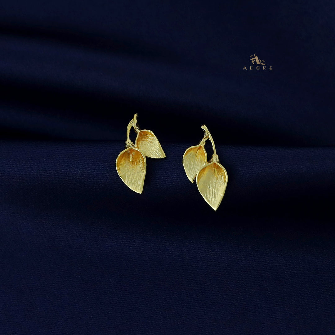 Golden Folded Leaf Earring