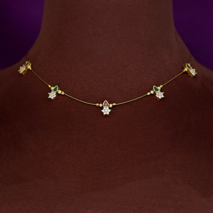 Avishka Golden 5 Flower String Neckpiece