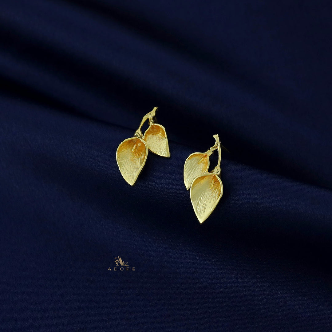 Golden Folded Leaf Earring