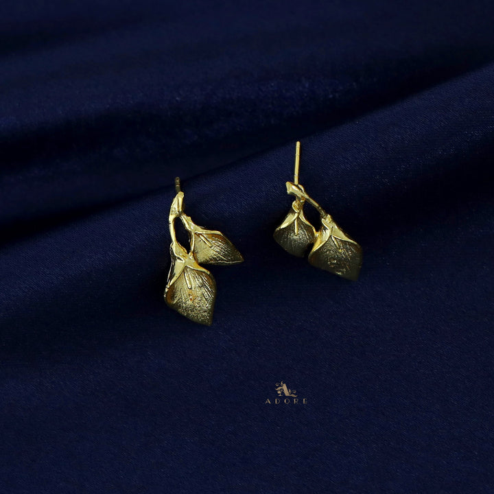 Golden Folded Leaf Earring