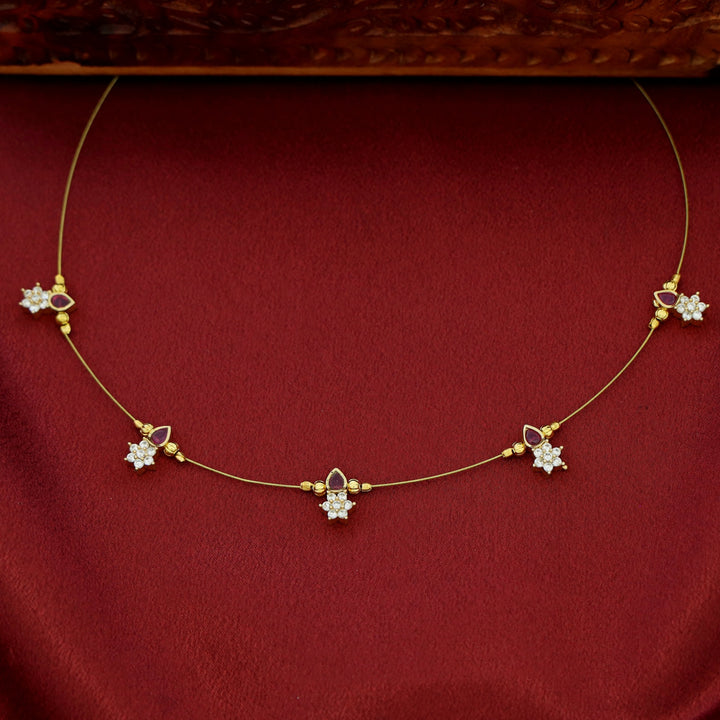 Avishka Golden 5 Flower String Neckpiece