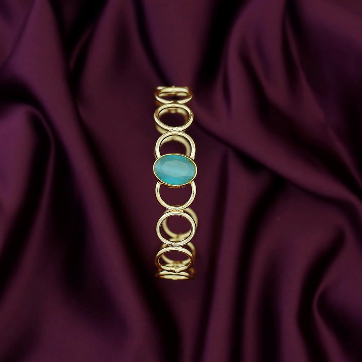 Doyel Golden Circle Oval Glossy Stone Bangle