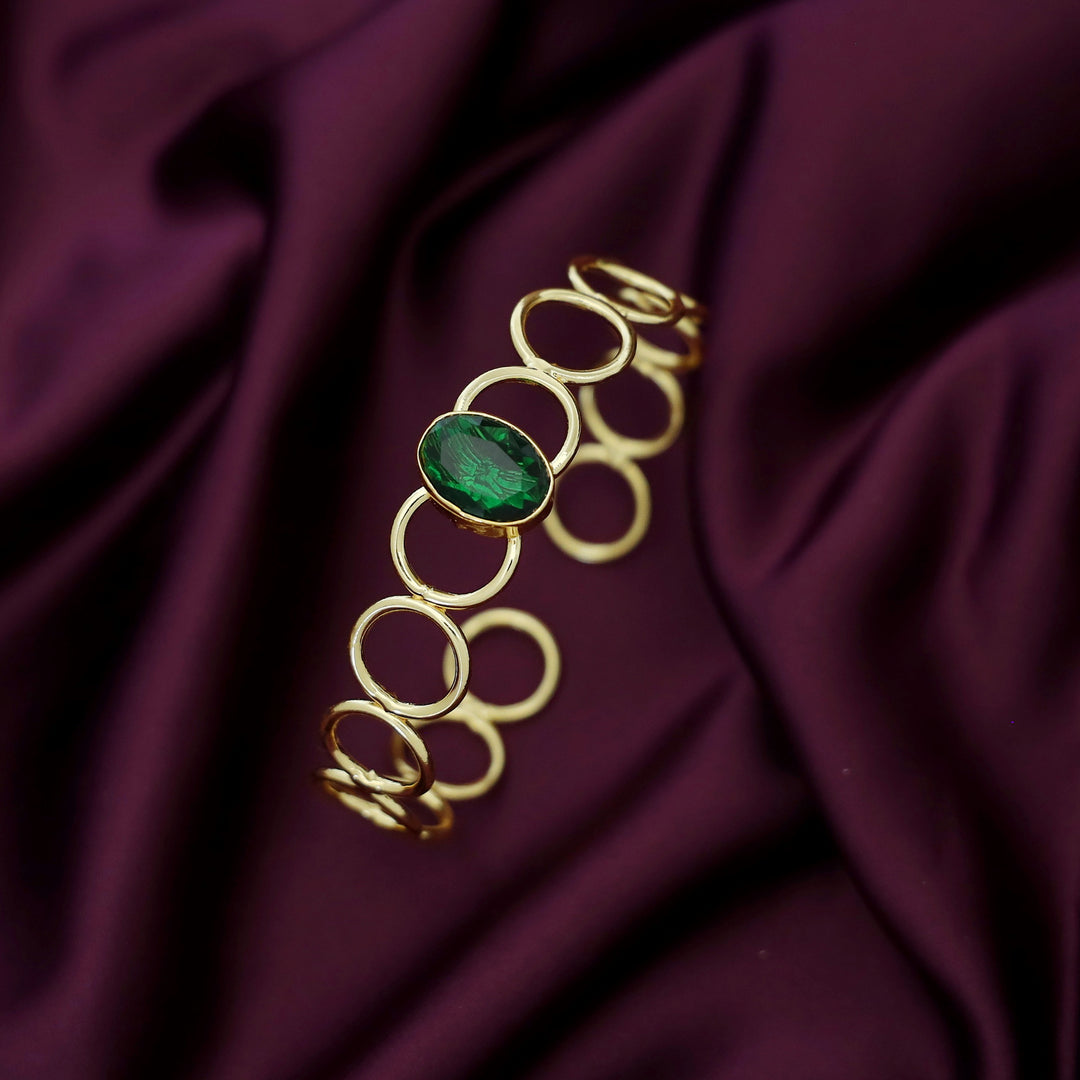 Doyel Golden Circle Oval Glossy Stone Bangle