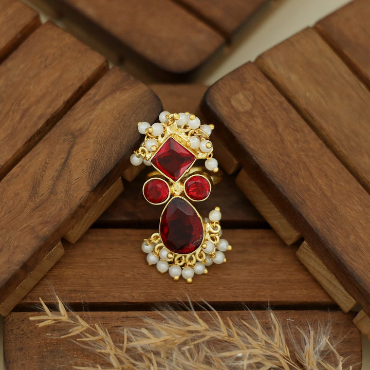 Ivy Drop And Diamond Cluster Pearl Ring