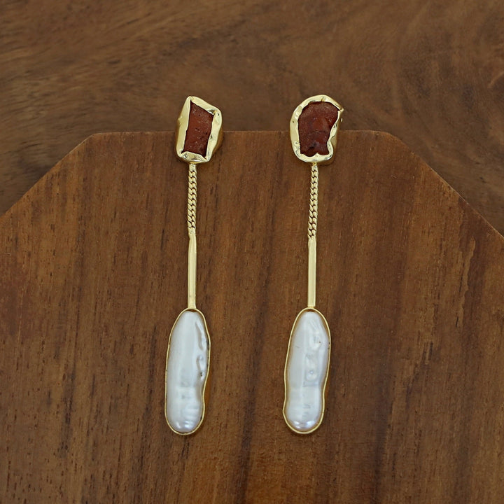 Deena Raw Stone Baroque Earring