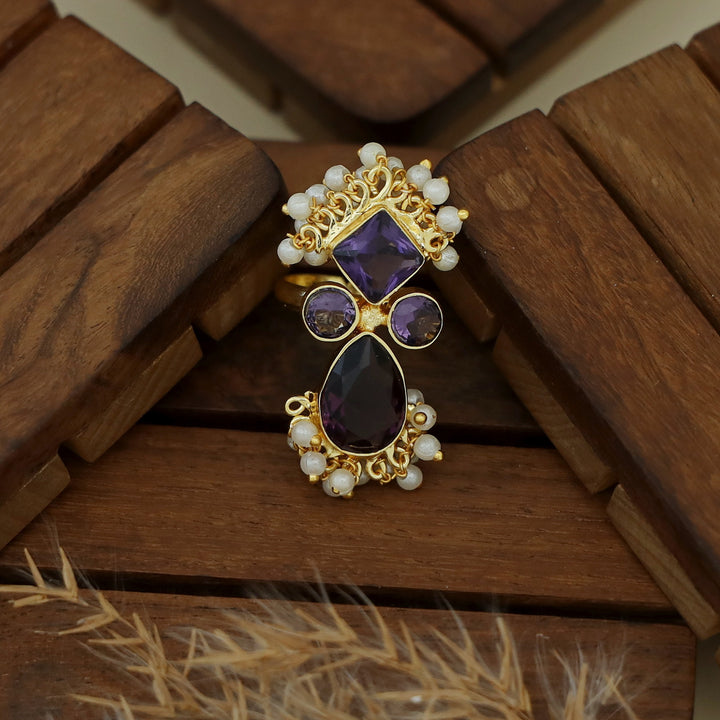 Ivy Drop And Diamond Cluster Pearl Ring