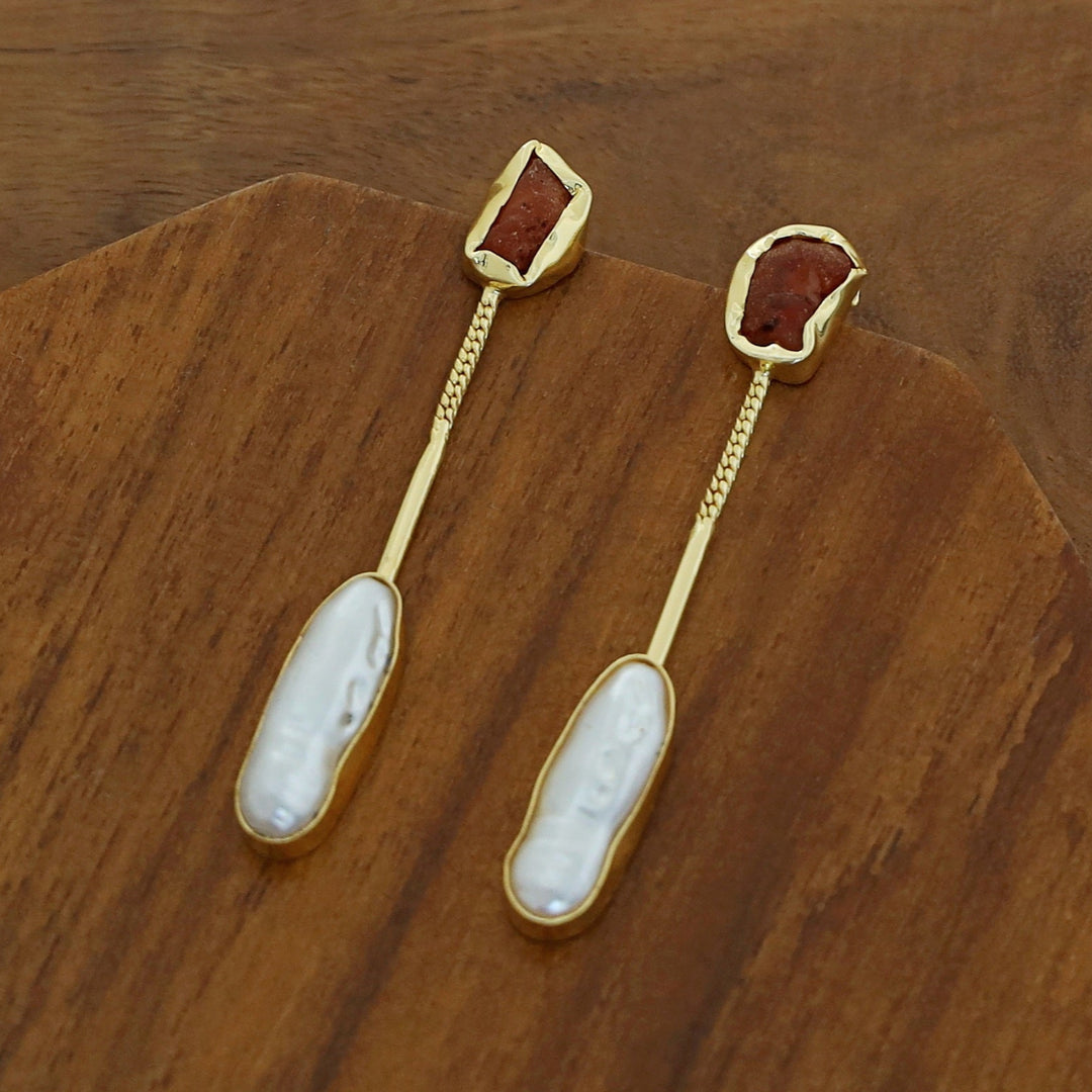 Deena Raw Stone Baroque Earring