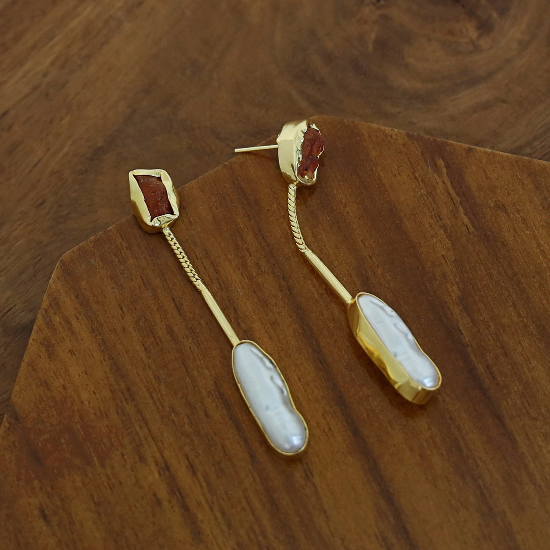 Deena Raw Stone Baroque Earring