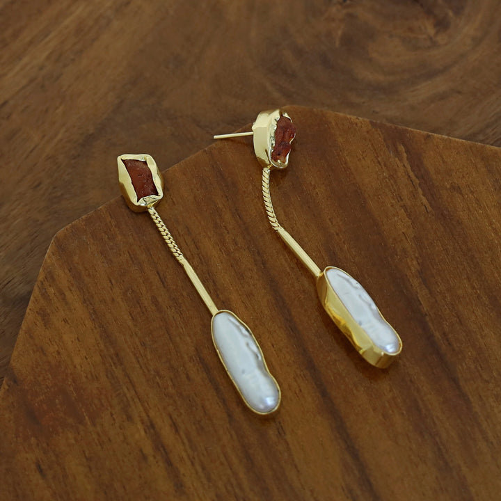 Deena Raw Stone Baroque Earring