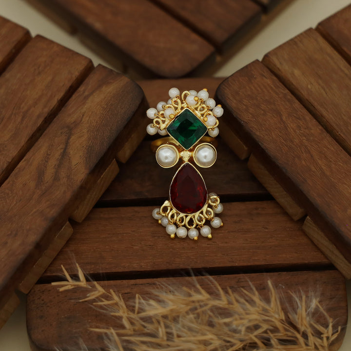 Ivy Drop And Diamond Cluster Pearl Ring