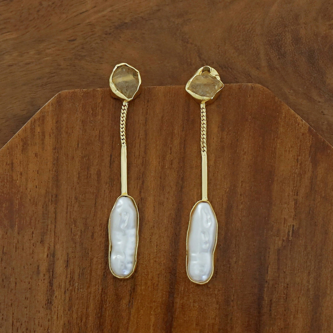 Deena Raw Stone Baroque Earring