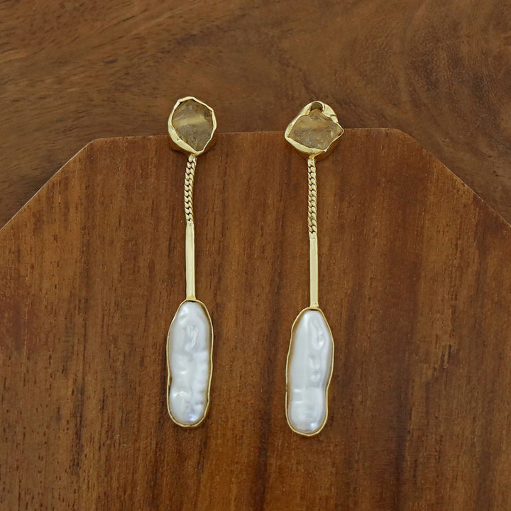 Deena Raw Stone Baroque Earring
