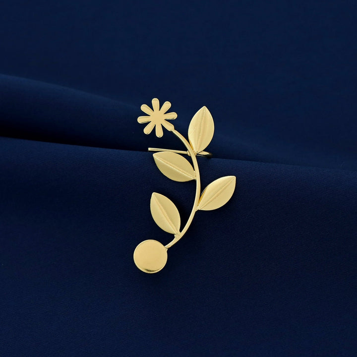 Parisha Golden Flower Leaf Ear-Cuff (Single Piece)