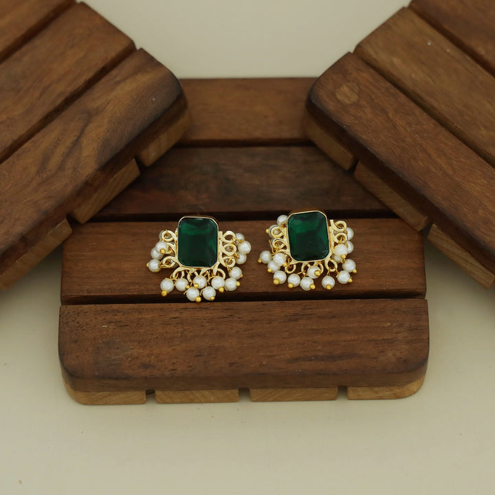 Rishika Rectangle Half Cluster Pearl Earring