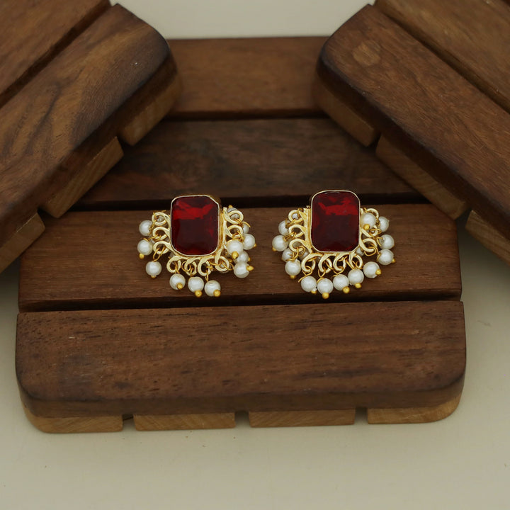 Rishika Rectangle Half Cluster Pearl Earring