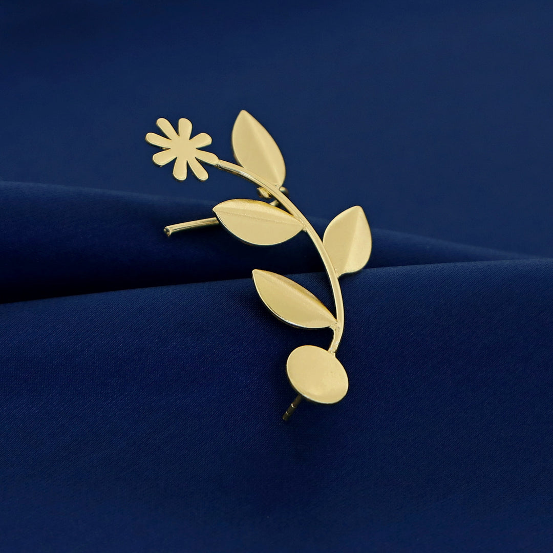 Parisha Golden Flower Leaf Ear-Cuff (Single Piece)