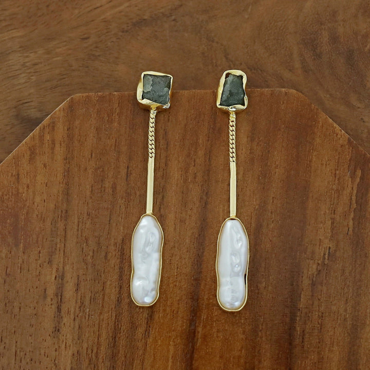 Deena Raw Stone Baroque Earring