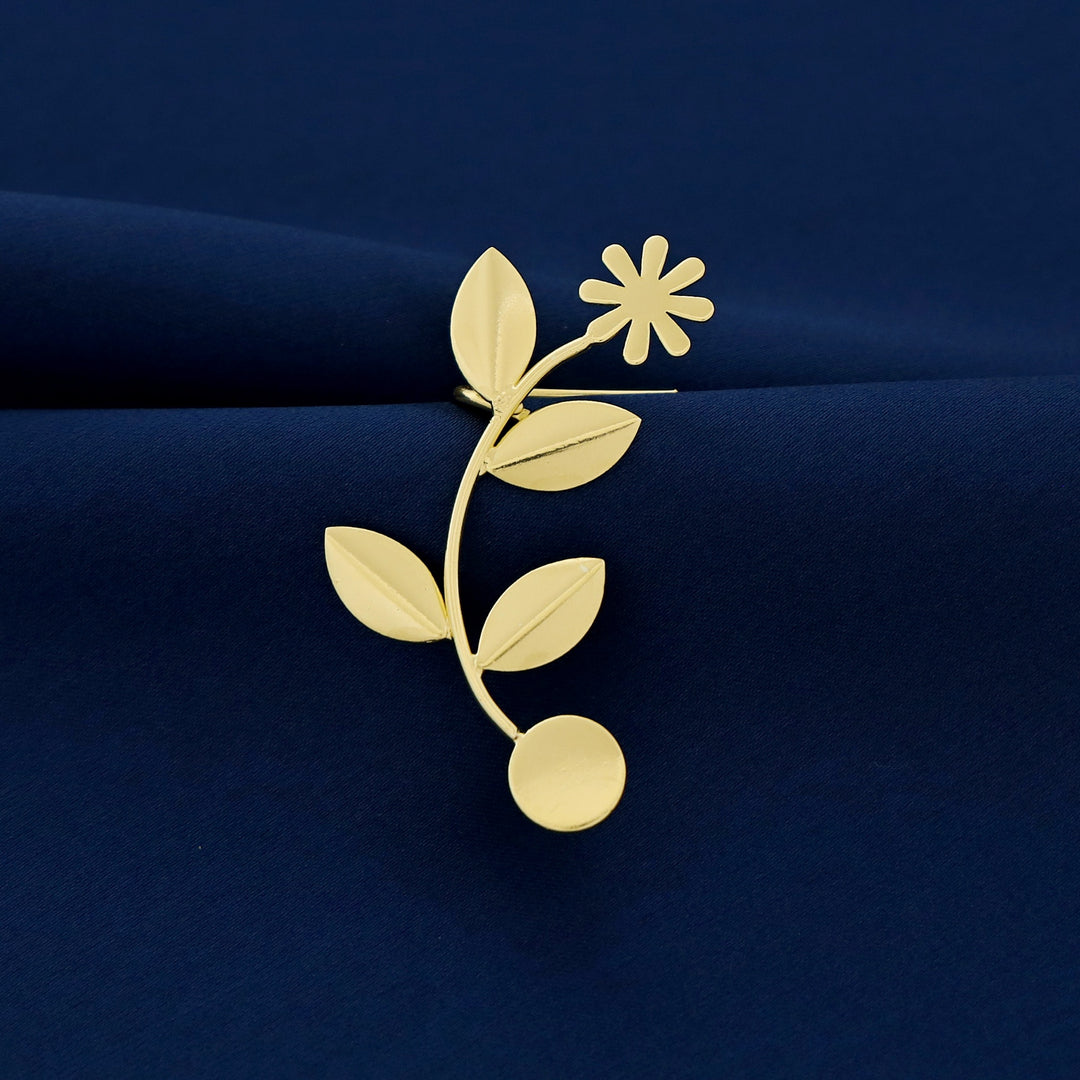 Parisha Golden Flower Leaf Ear-Cuff (Single Piece)