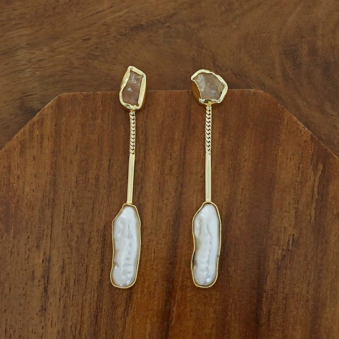 Deena Raw Stone Baroque Earring