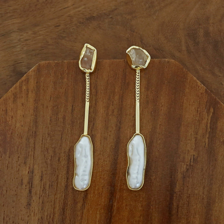 Deena Raw Stone Baroque Earring