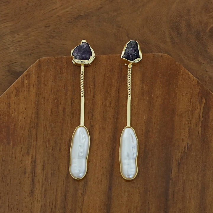 Deena Raw Stone Baroque Earring