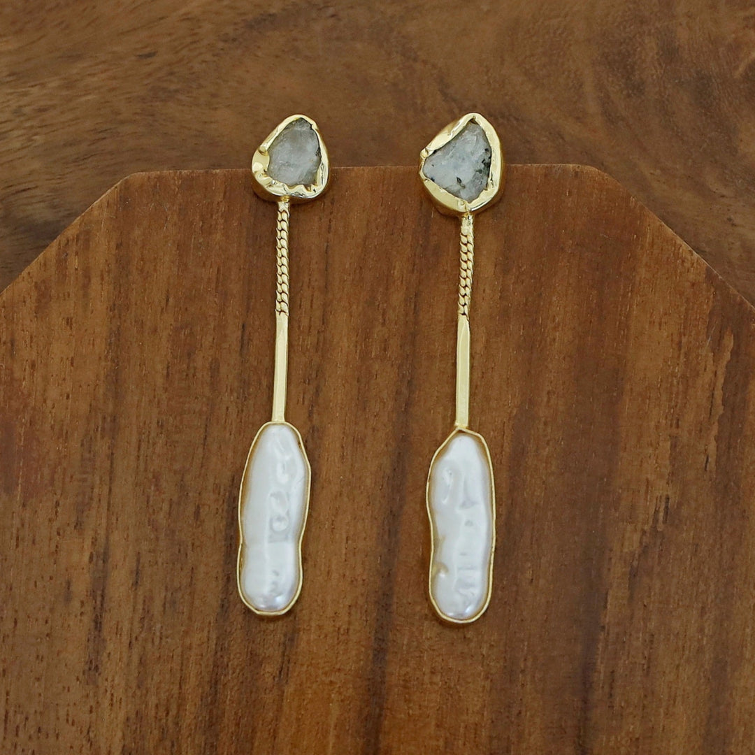 Deena Raw Stone Baroque Earring