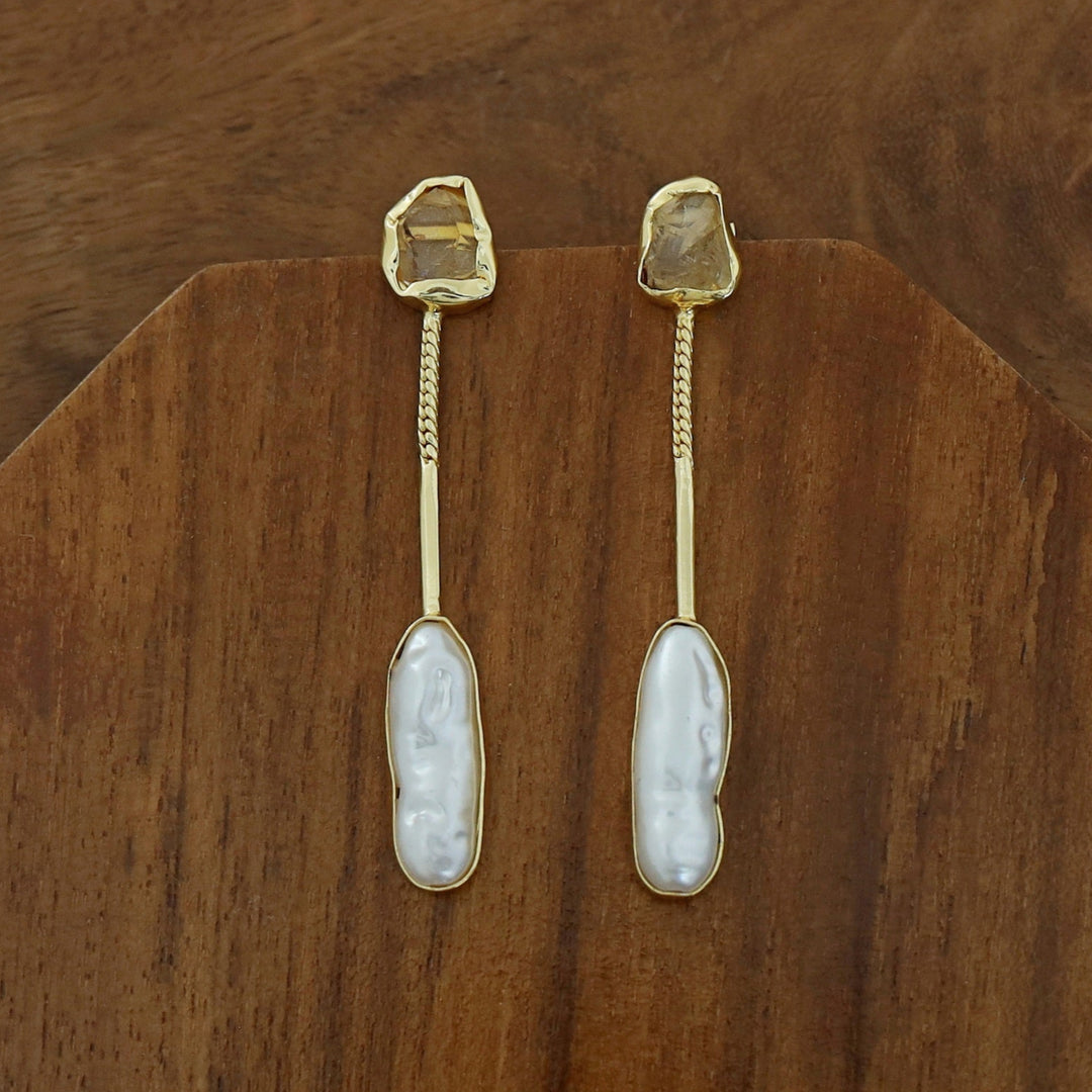 Deena Raw Stone Baroque Earring