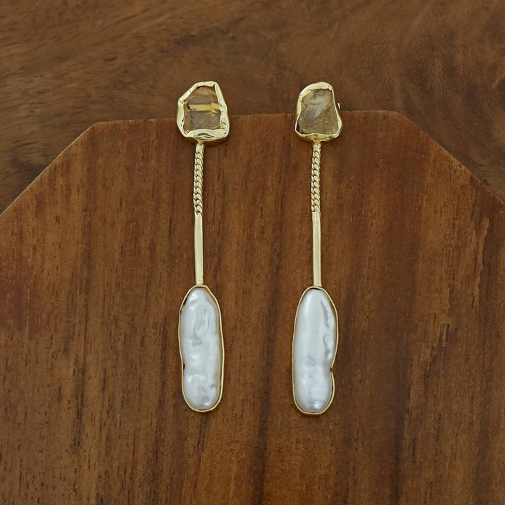 Deena Raw Stone Baroque Earring