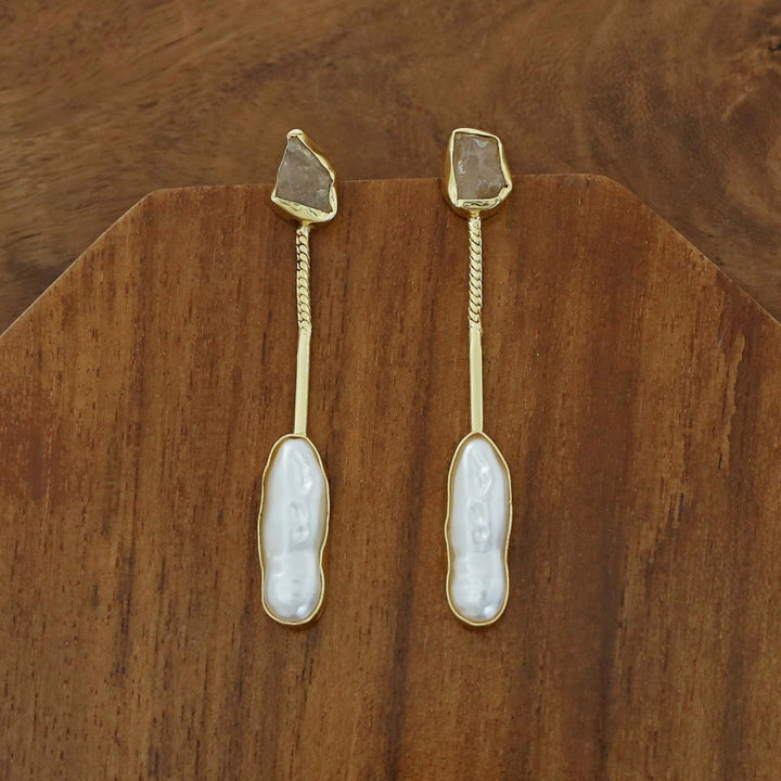 Deena Raw Stone Baroque Earring