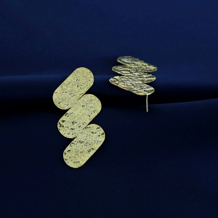 Hammered Tri Step Cylinder Earring
