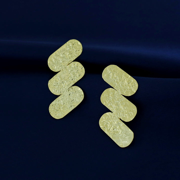 Hammered Tri Step Cylinder Earring