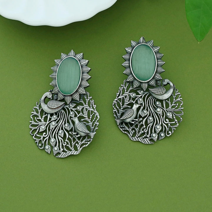 Zahra Mayura Bird Oval Glossy Earring