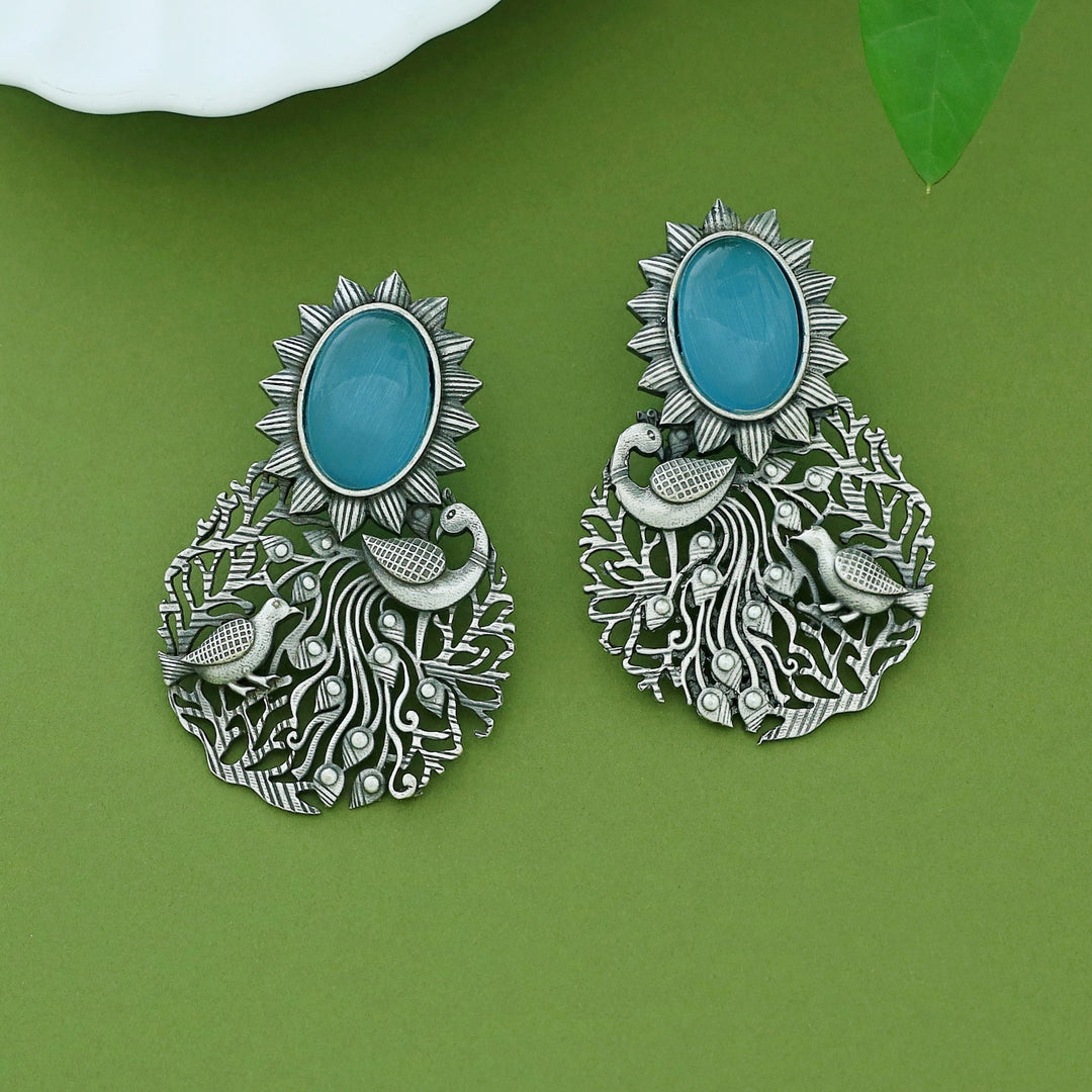 Zahra Mayura Bird Oval Glossy Earring