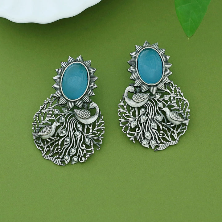 Zahra Mayura Bird Oval Glossy Earring