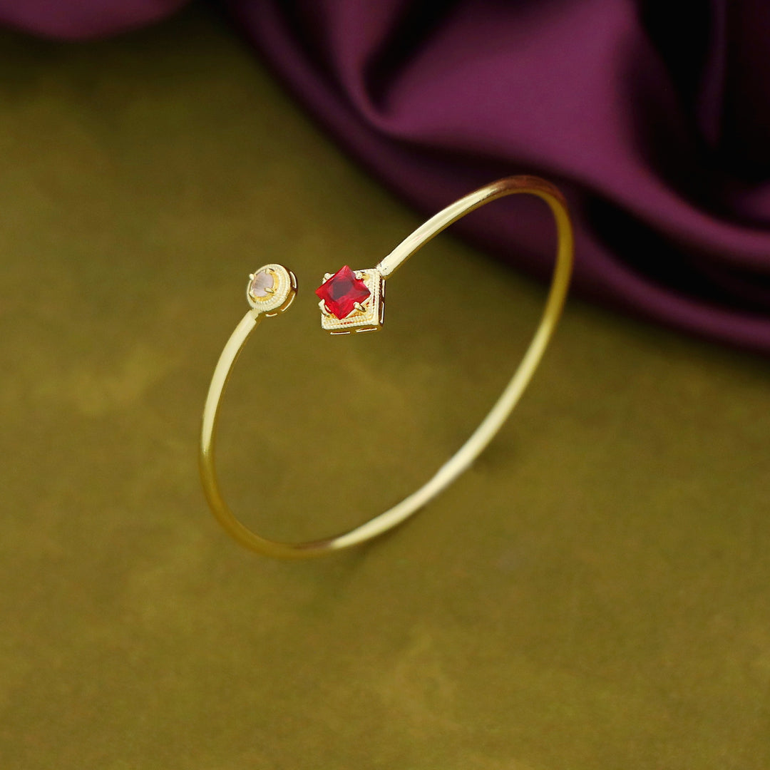 Rosey Golden Claw Glossy Stone Bangle