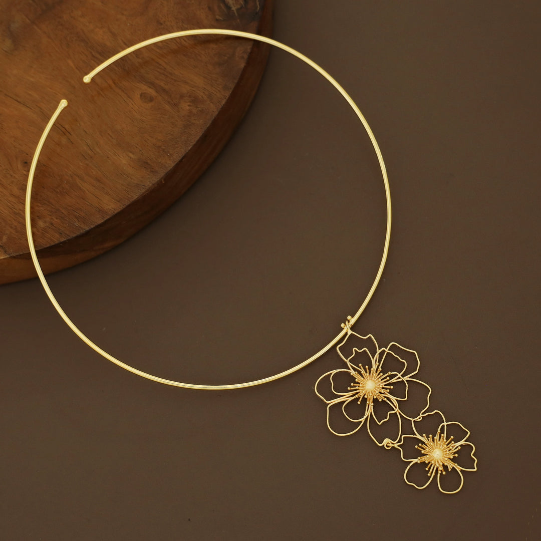 Angie Rosline Dual Flower Neck Cuff