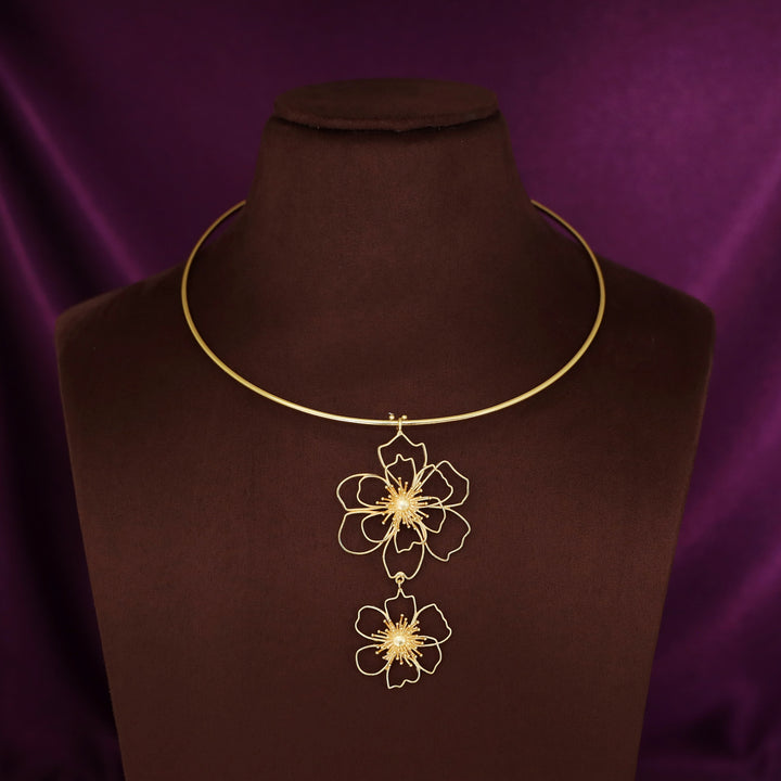 Angie Rosline Dual Flower Neck Cuff