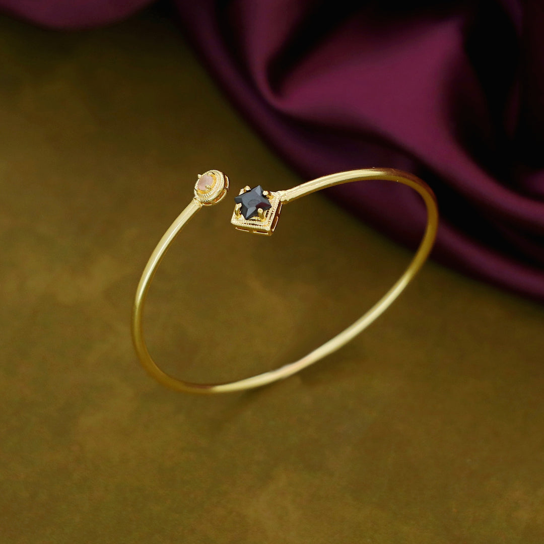 Rosey Golden Claw Glossy Stone Bangle