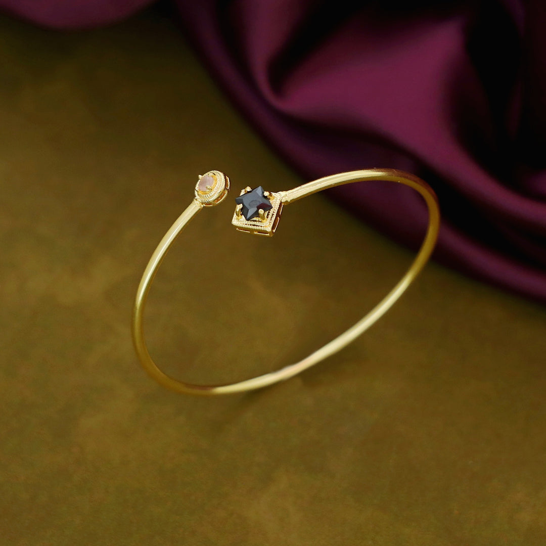 Rosey Golden Claw Glossy Stone Bangle