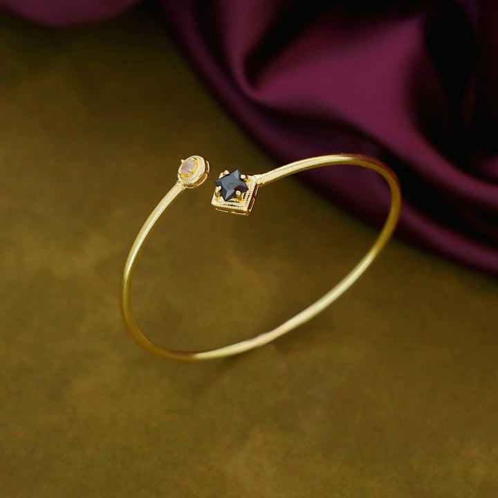 Rosey Golden Claw Glossy Stone Bangle