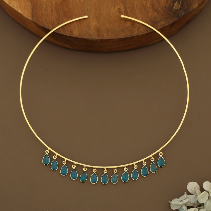 Lyanna Golden Drop Glossy Stone Neck Cuff