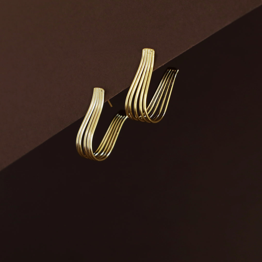 Golden Five Layer Twist Hoop