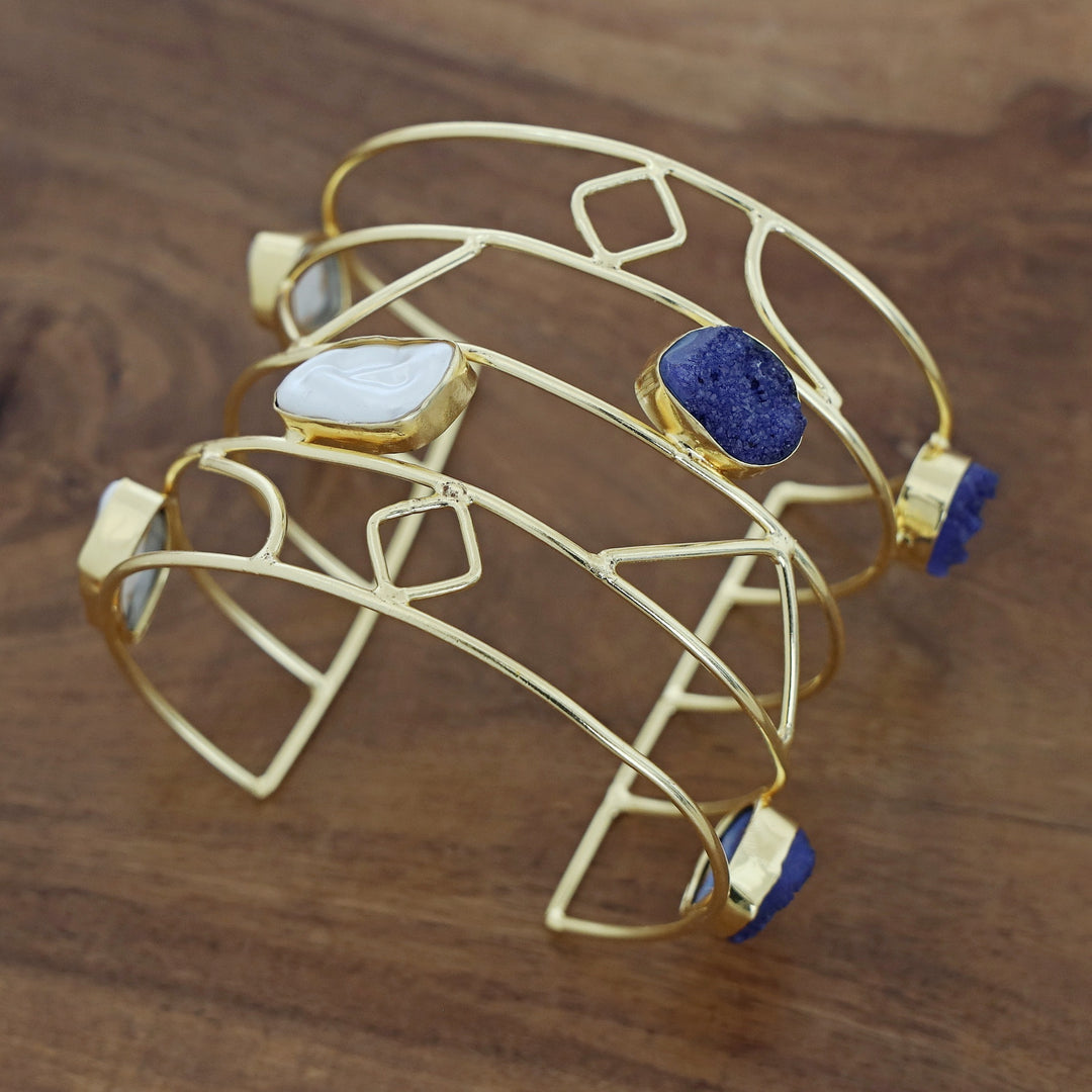 Deanna 4 Layered Druzy Stone + Baroque Bangle
