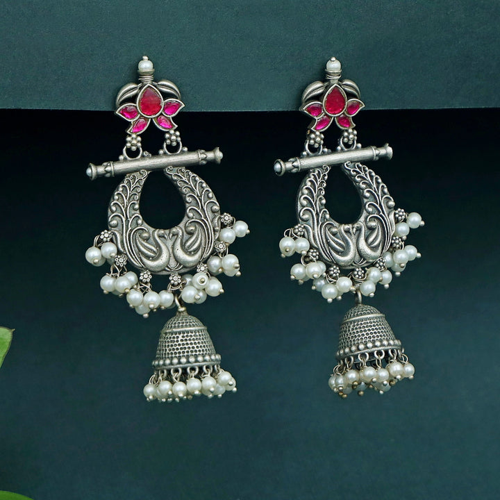 Nadia Cluster Pearl Mayura Jhumka