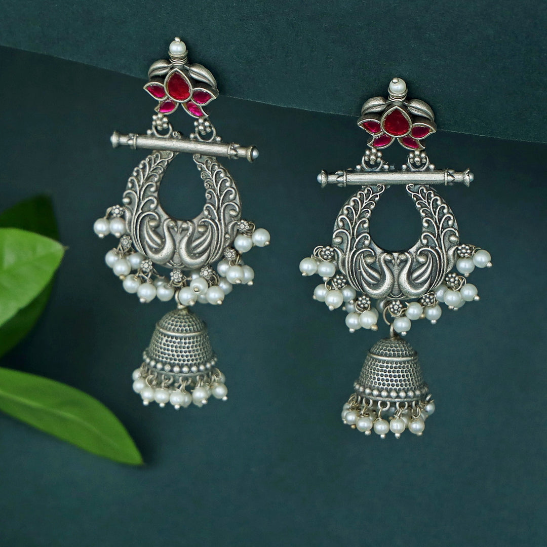 Nadia Cluster Pearl Mayura Jhumka