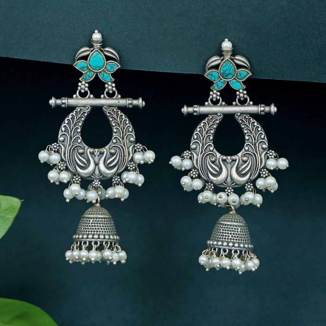 Nadia Cluster Pearl Mayura Jhumka