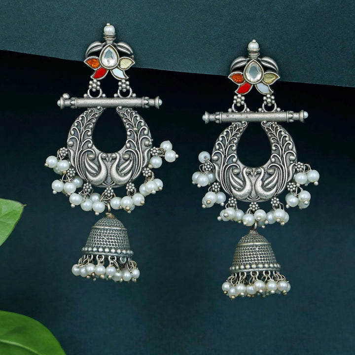 Nadia Cluster Pearl Mayura Jhumka