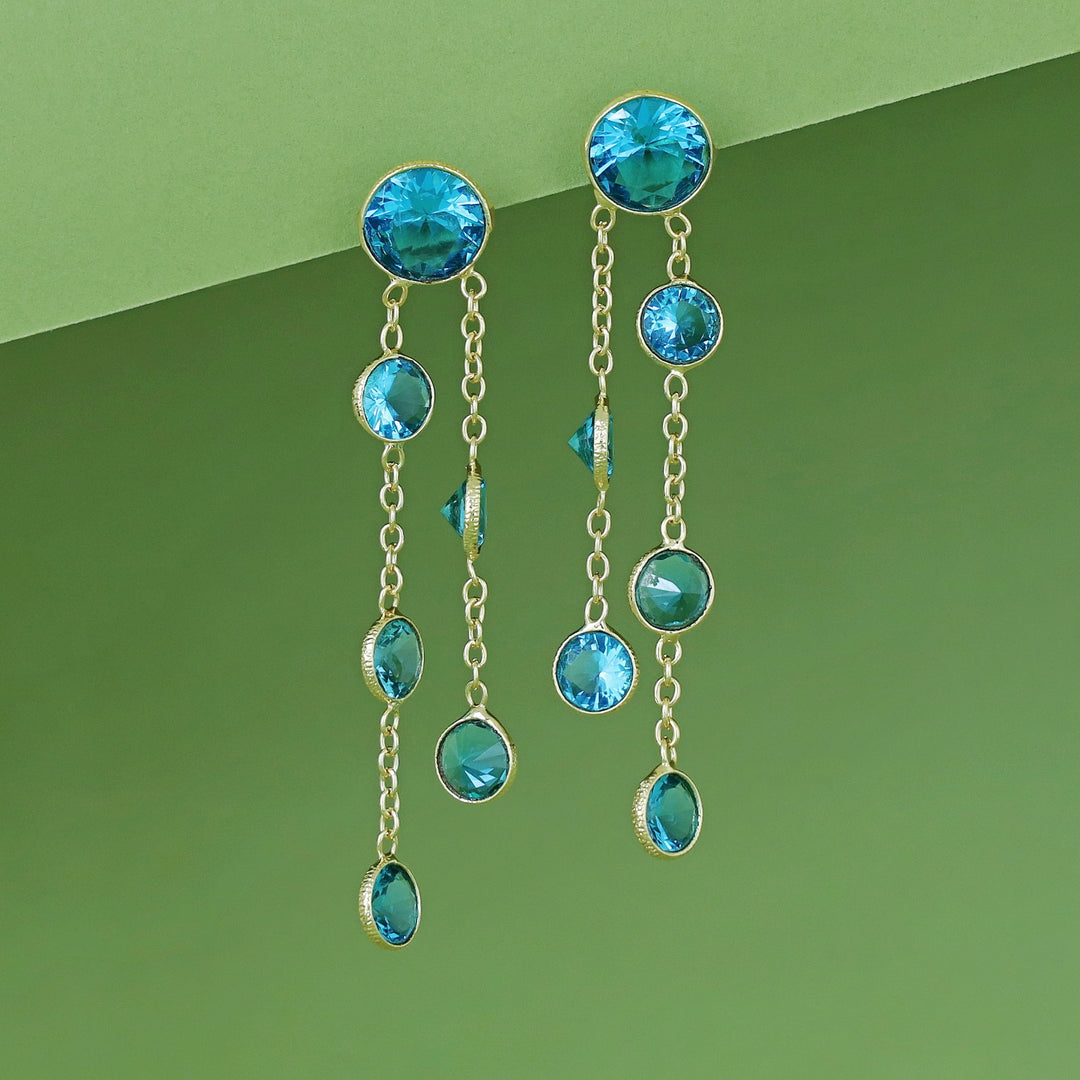 Tiya Golden Round Glossy Stone Earring